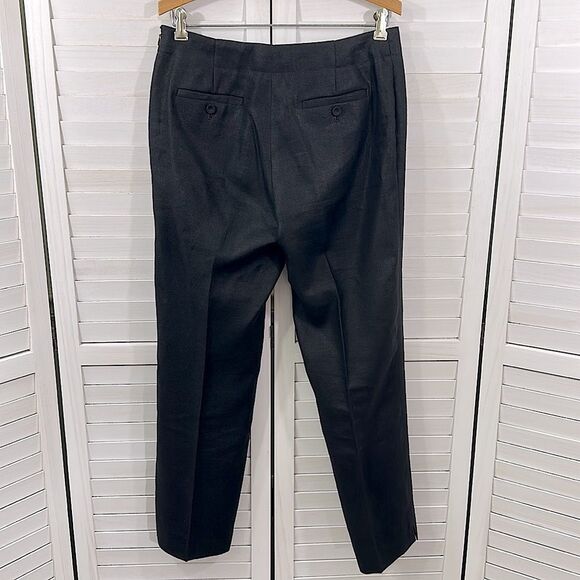 Talbots Linen Pants Size 6 Irish Linen Classic Side Zip Black - Picture 9 of 12